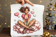 Whimsical Valentine Girl Clipart, an Illustration by OK Design (Thumbnail 4 of 6)