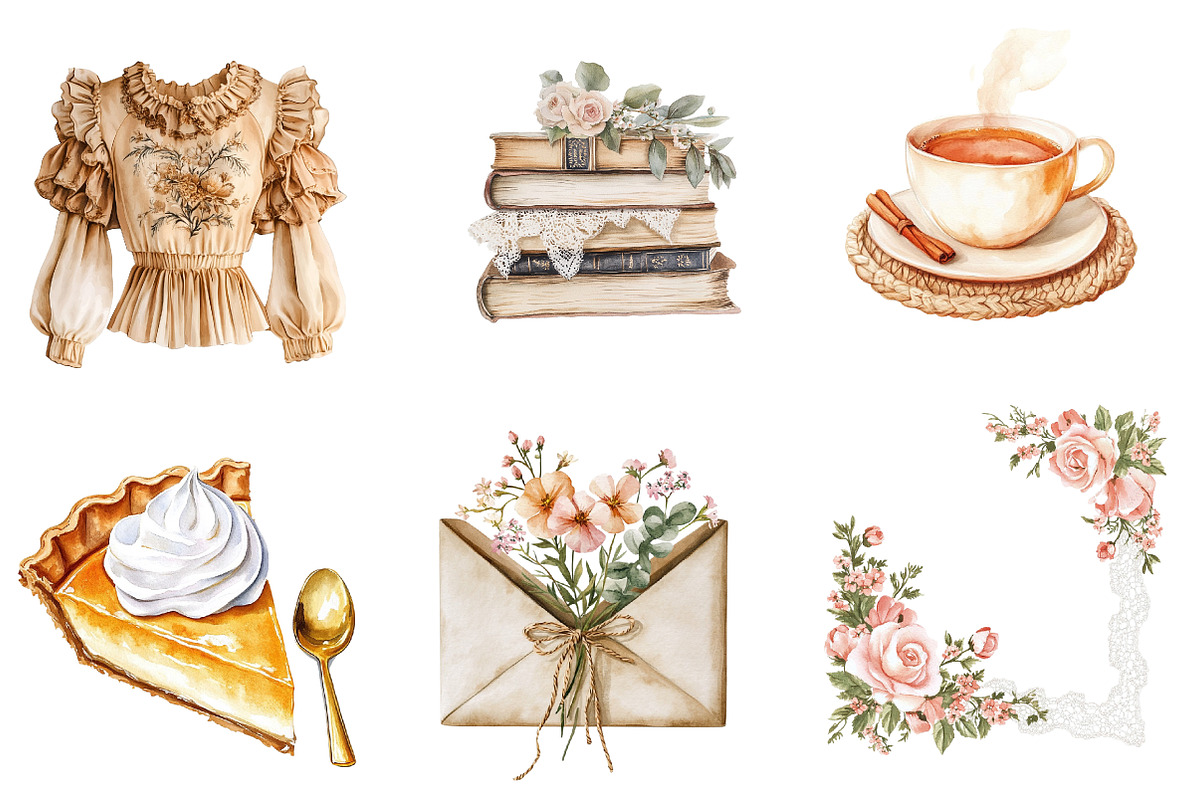 Neutral Rustic Coquette Fall Clipart, an Illustration by CreationArt (Photo 2 of 5)