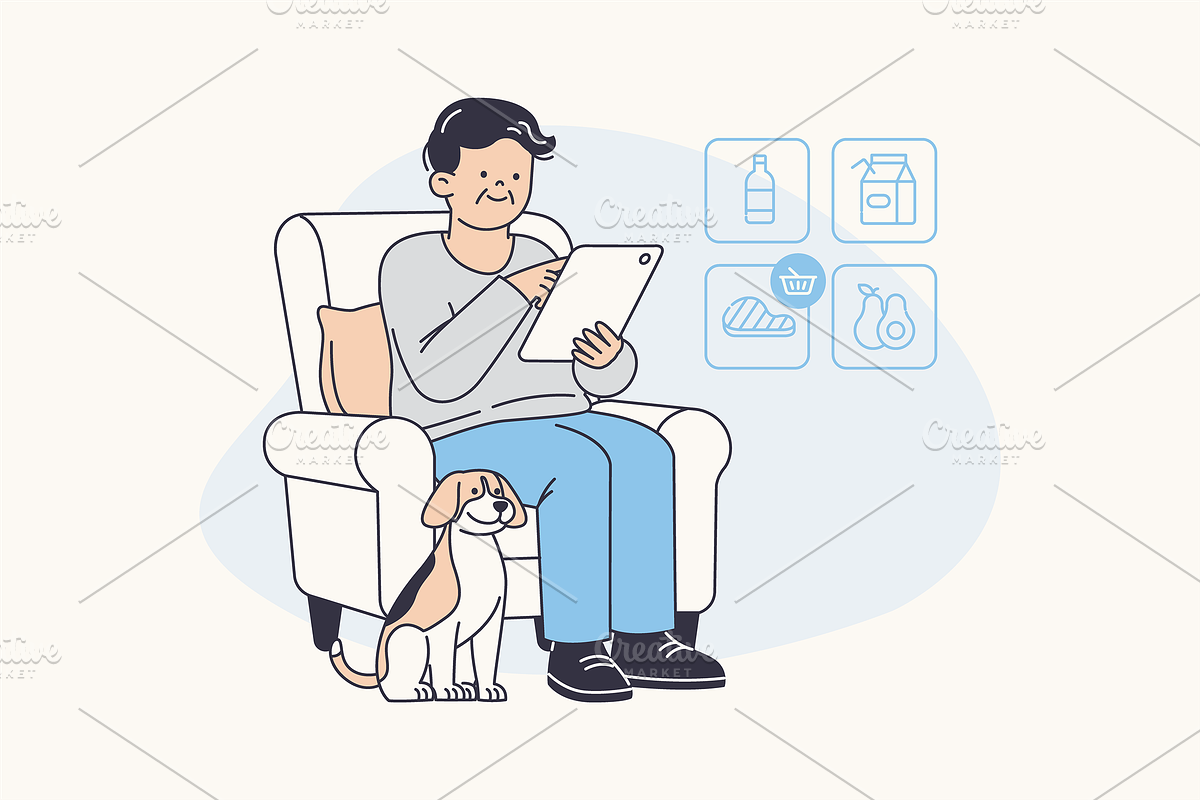 Connected Safe Seniors Illustration, an Object Graphic by Jump Studio (Photo 5 of 12)