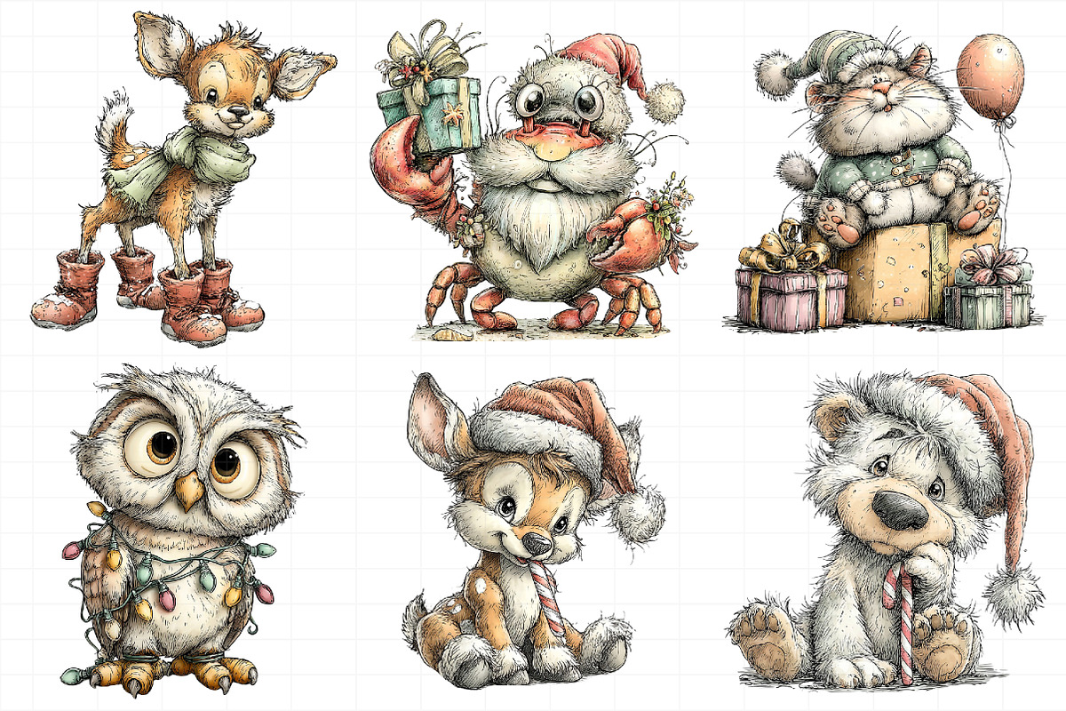 Animals Christmas Clipart Bundle, an Illustration by Daily.Designs (Photo 5 of 5)