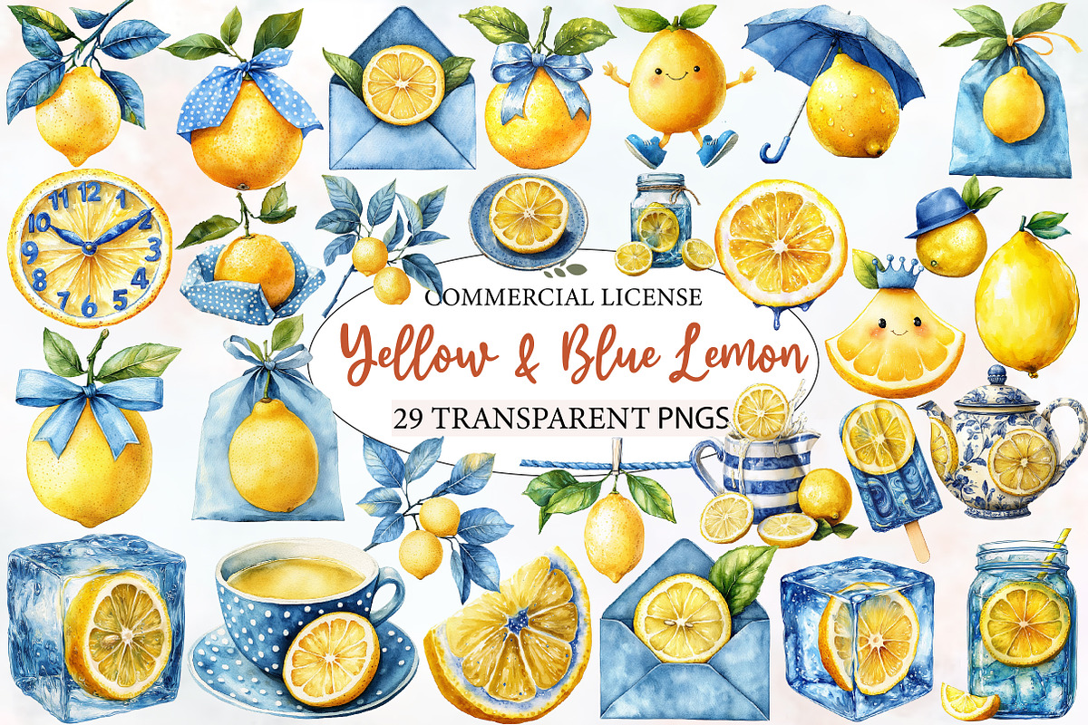 Yellow & Blue Lemon Sublimation, an Illustration by Designworld (Photo 1 of 5)