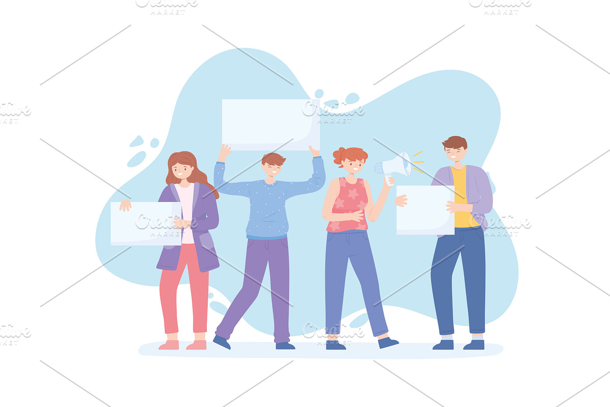 protest people placard, a Person Illustration by studiogstock