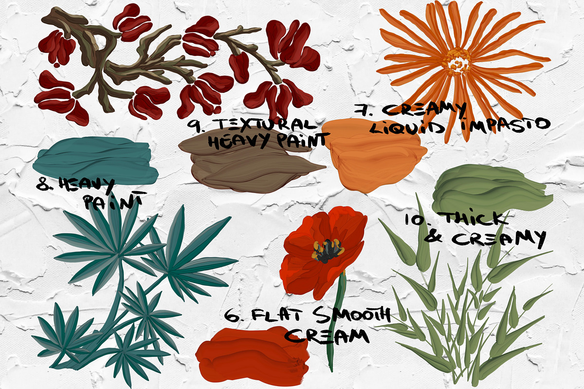Thick paint Procreate brushes, a Brush Add-On by TheWhiteCatLab (Photo 8 of 21)