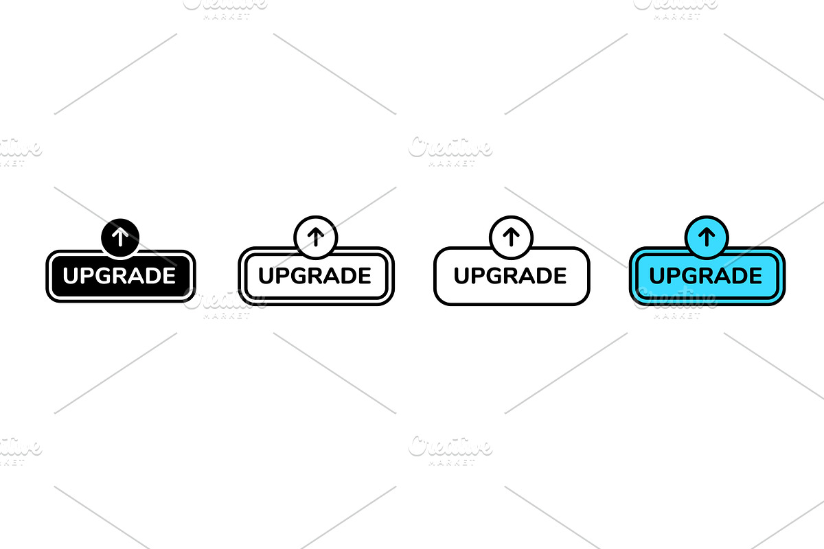 Four upgrade button designs with, a Technology Illustration by skripnikbb