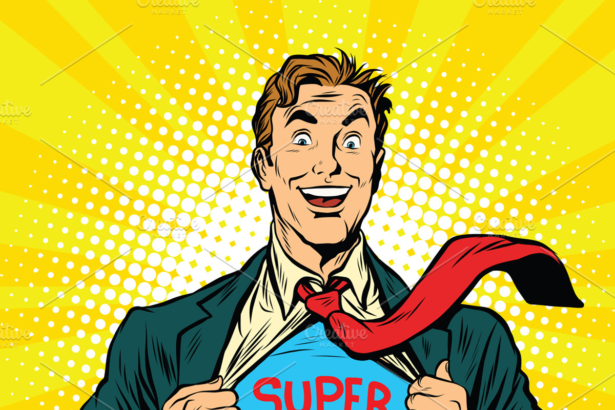 Super dad hero with a joyful smile, a Person Illustration by studiostoks