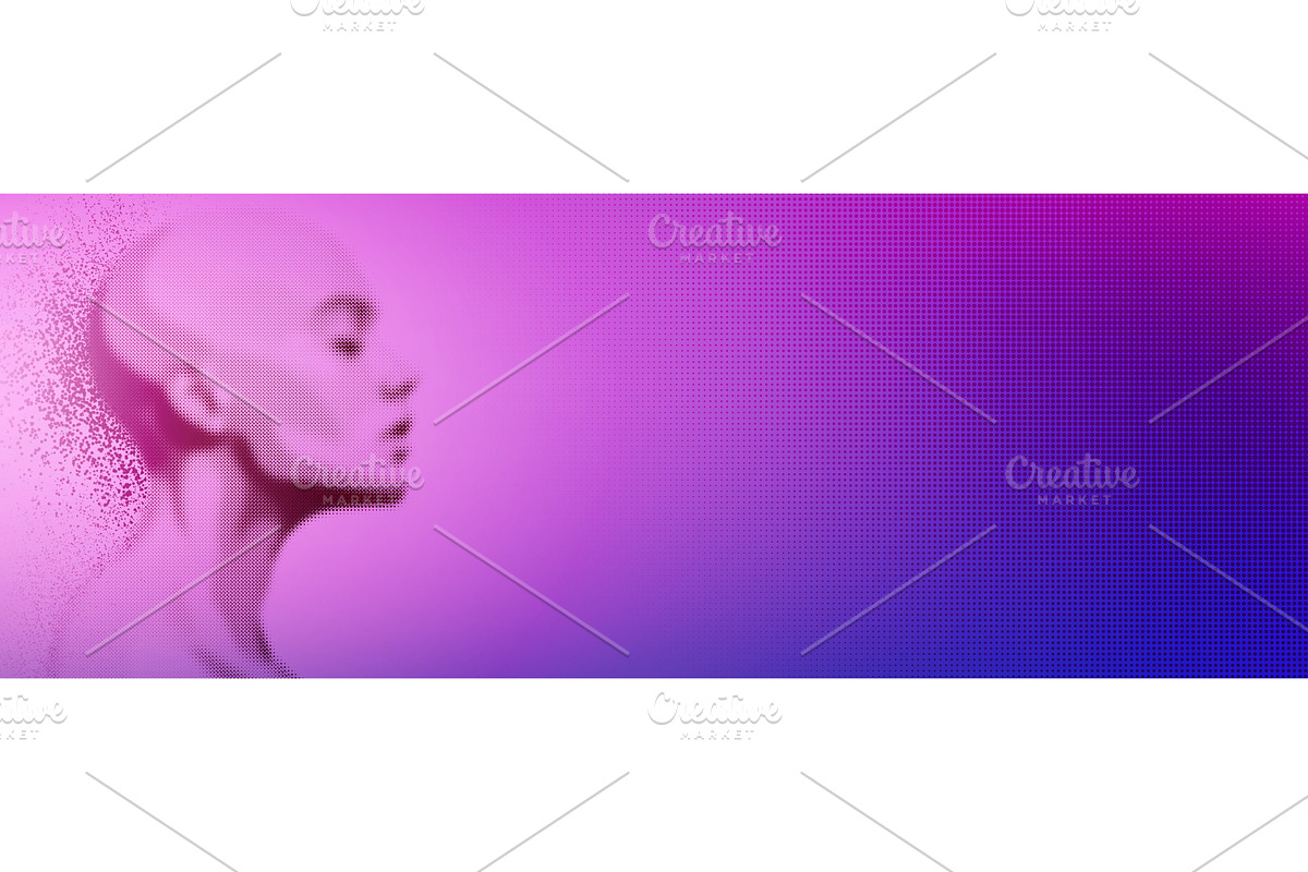 AI face, digital human head profile, a Technology Illustration by art PVP - market
