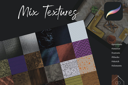Procreate Mix Textures stamp brush, a Brush Add-On by bydidea.design