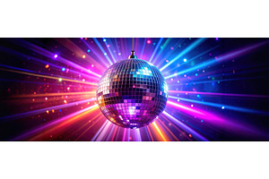 Disco ball sparkling under colorful, a Background Photo by Igor Tichonow