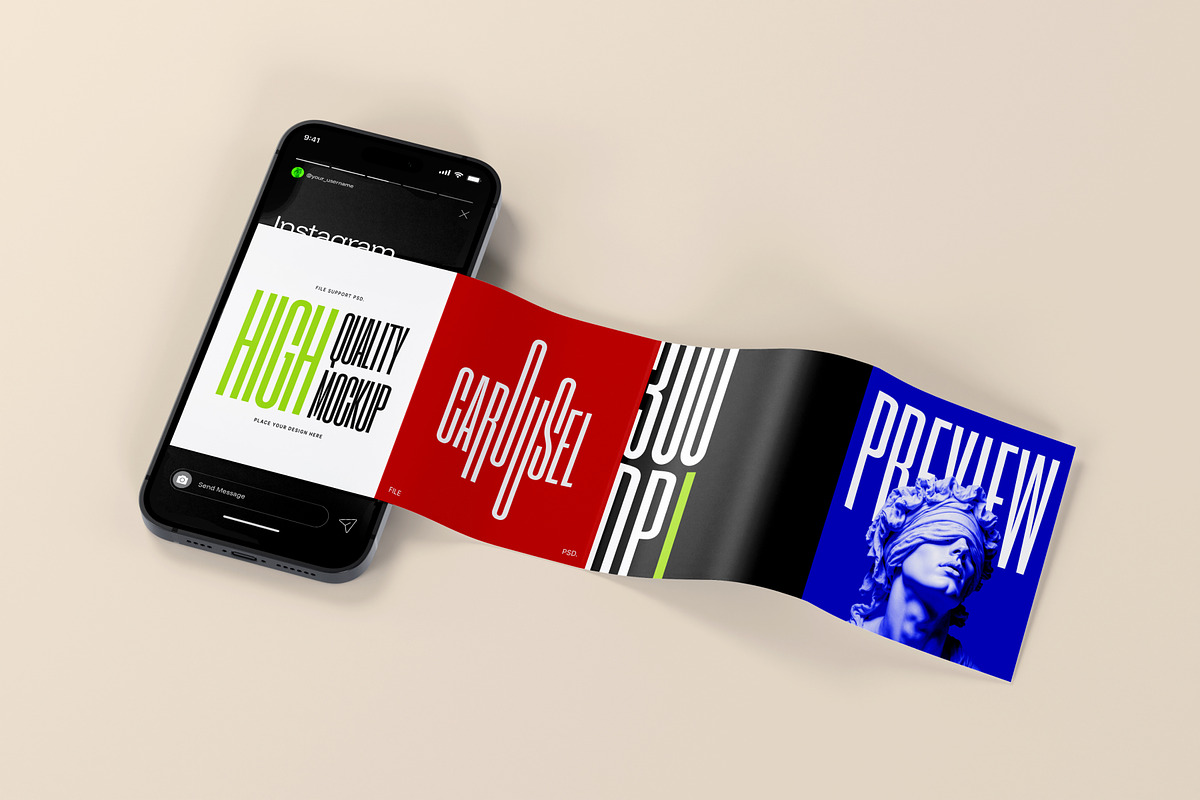 Phone Carousel Mockup, a Mockup by SLAB! Design (Photo 3 of 6)