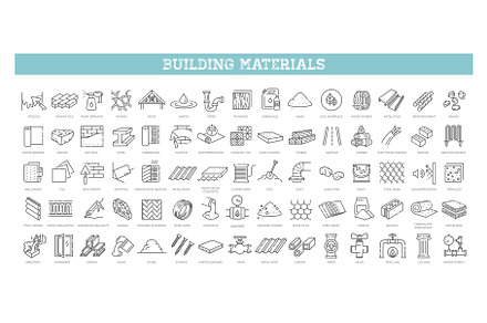 Building materials icons, an Illustration by Tettygreen