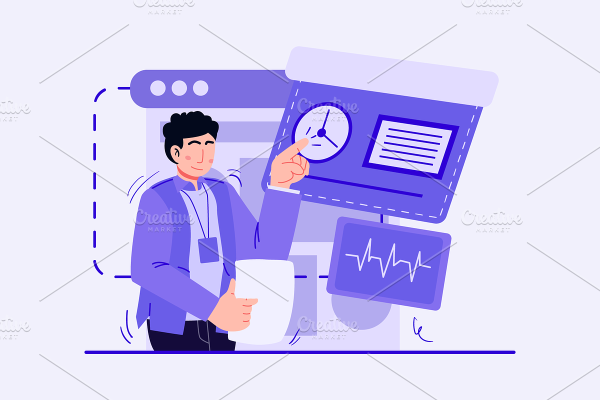 Time Management of a Businessman, a Person Illustration by Ahmad_Studio