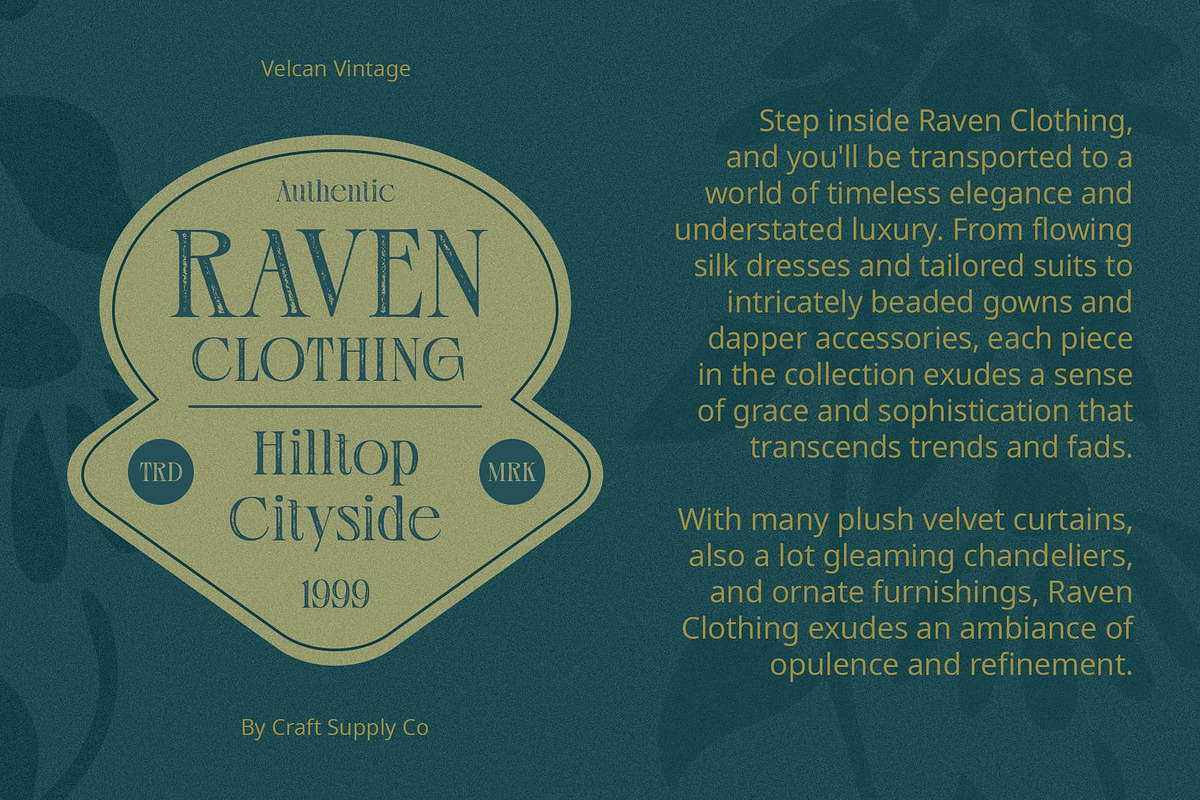 Velcan Vintage, a Serif Font by Craft Supply Co. (Photo 6 of 8)