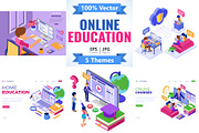 Online Distance Education from Home, an Education Illustration by TAlex (Thumbnail 1 of 6)