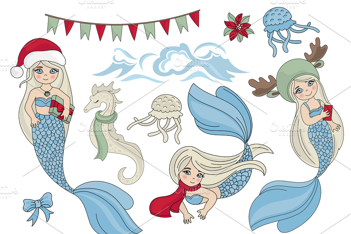 CHRISTMAS MERMAID, a Decorative Illustration by FARAWAYKINGDOM (Photo 11 of 14)