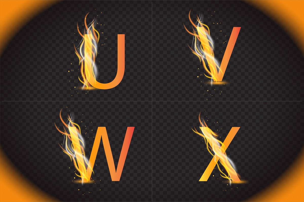 Fire Alphabet Letters Design Bundle