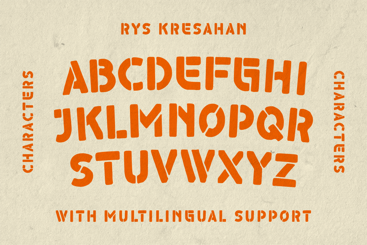 Kresahan - Hand-Drawn Stencil Font, a Sans Serif Font by RYS Design Studio (Photo 3 of 10)