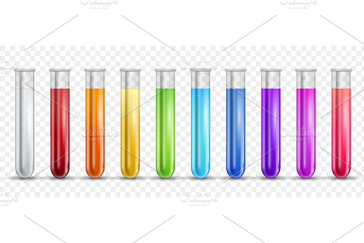 3D realistic glass test tube with, an Illustration by Frogella