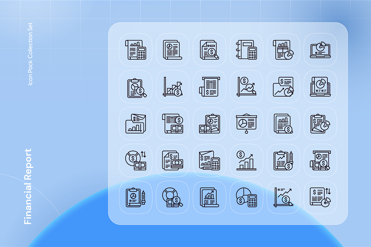 Financial Report Icon Set, an Outline Icon by Nathaya Studio (Photo 2 of 2)