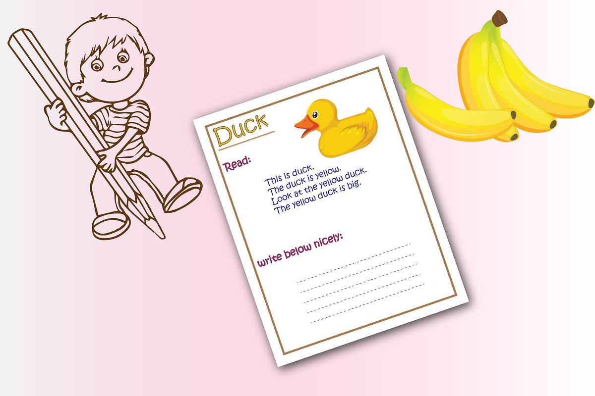 Kid Reading and writing worksheets, a Graphic by Hitubrand (Photo 3 of 5)