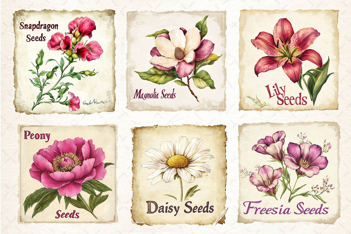 Vintage Flowers Clipart Seed Packet, an Illustration by Dream Creation (Photo 6 of 6)