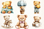 Teddy Bear Watercolor Clipart, an Illustration by Watercolor design (Thumbnail 4 of 4)