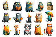 Quirky Cats Sublimation Clipart, an Illustration by Dream Creation (Thumbnail 3 of 5)
