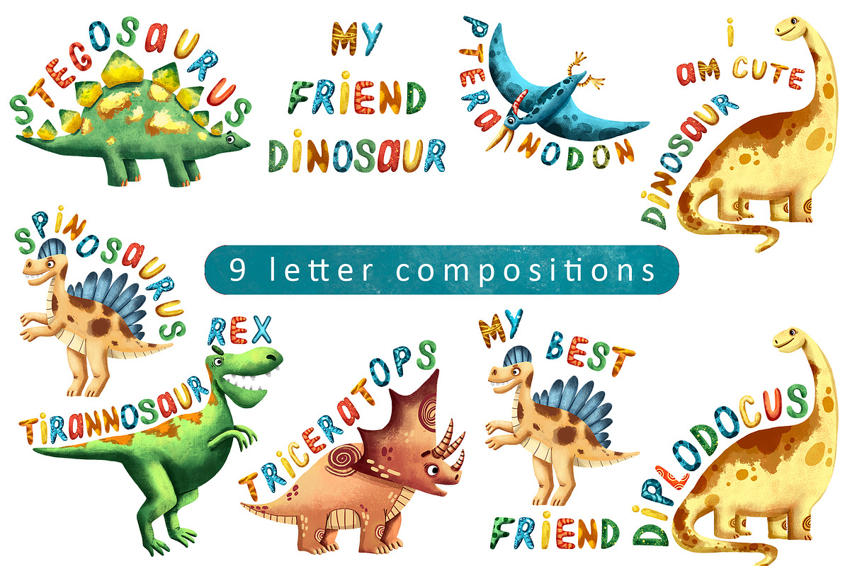 My Friends Dinosaurs - Clip Art Set, an Animal Illustration by Mashamashastu (Photo 8 of 12)
