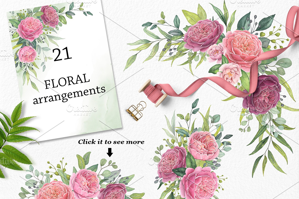 Roses - Watercolor Floral Collection, an Illustration by Elly Studio (Photo 2 of 16)