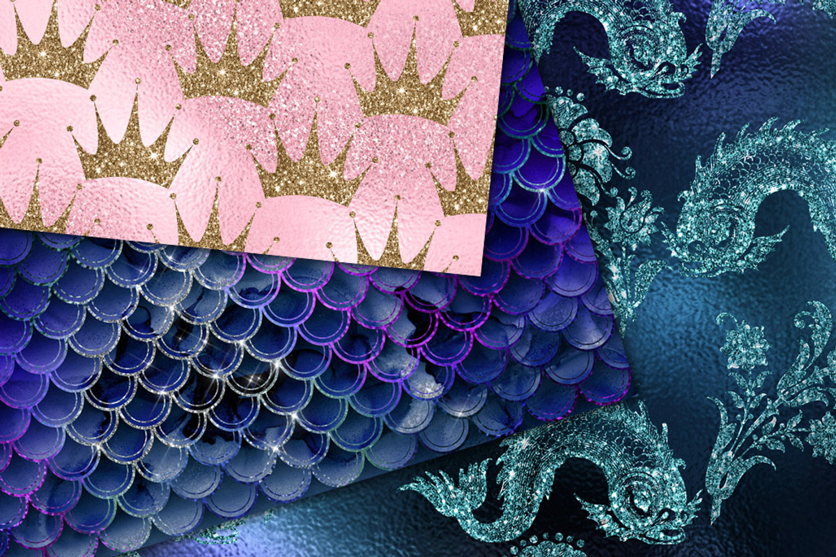 Mermaid Glitter Patterns, a Pattern Graphic by Digital Curio (Photo 2 of 3)