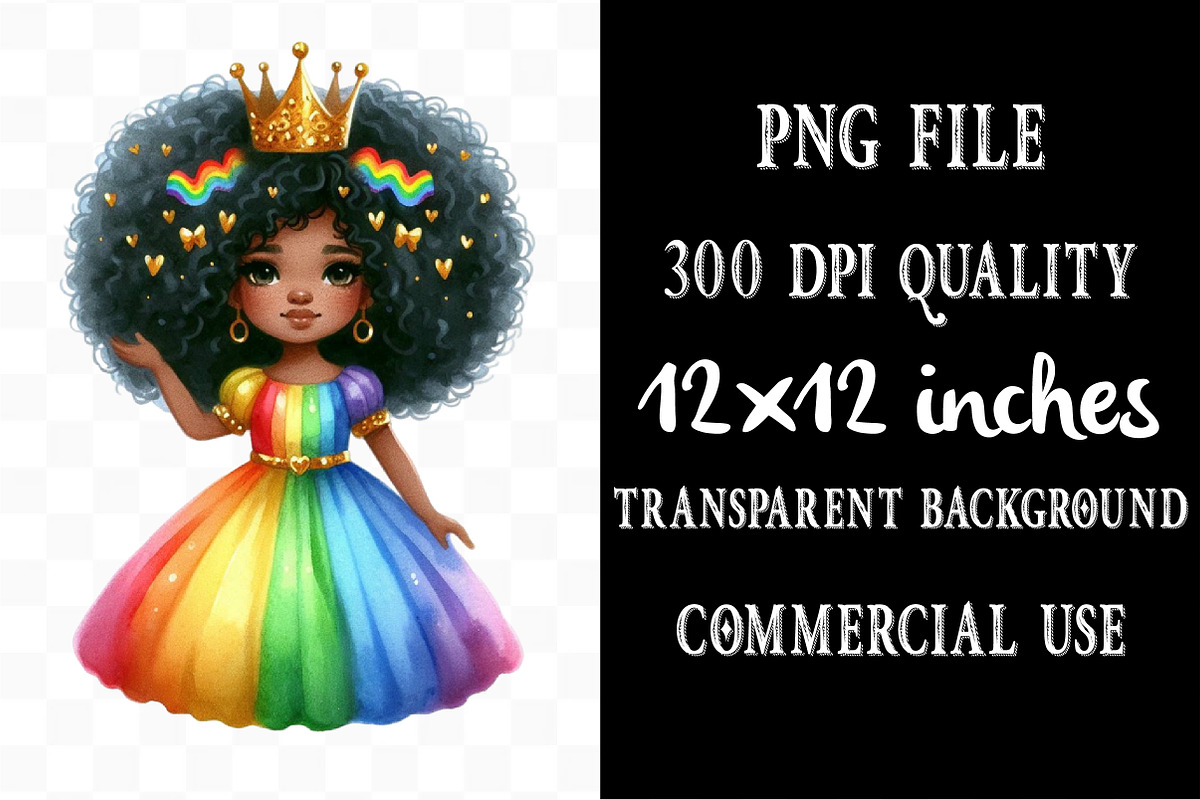 Cute Juneteenth Afro Girl Clipart, an Illustration by Designking (Photo 4 of 4)
