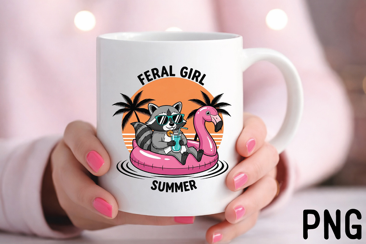 Summer Vibes Flamingo Raccoon PNG, an Illustration by Black Bird Studio (Photo 3 of 3)