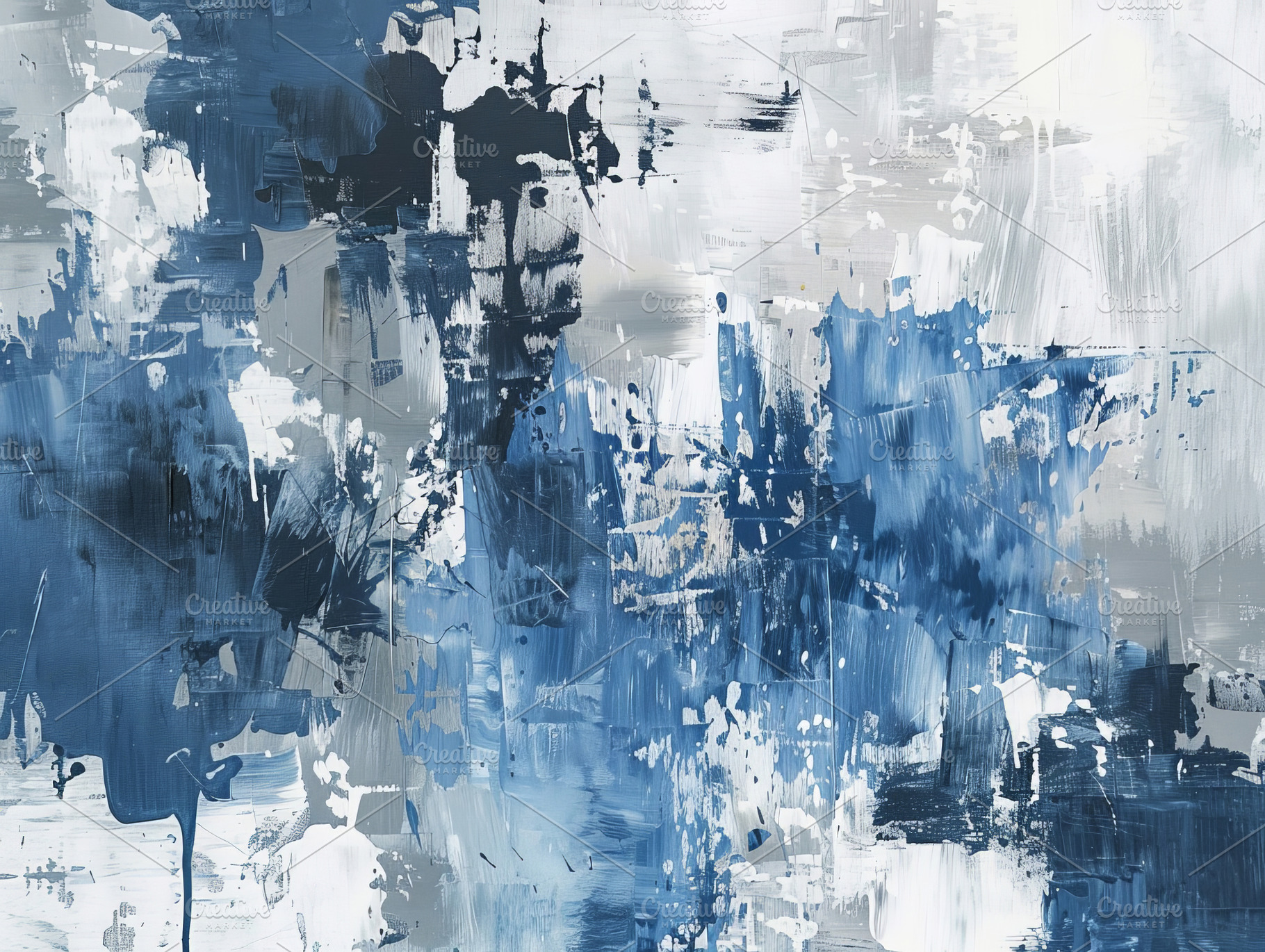 Abstract Painting in Blue and White, an Abstract Photo by Hamza067