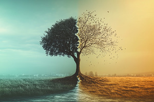 Single tree stands divided down the, a Nature Photo by MistyDay