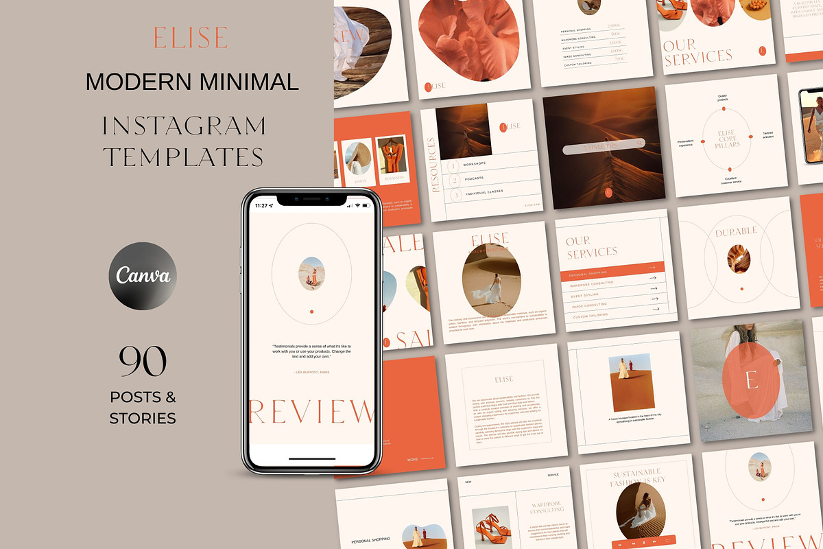ELISE Aesthetic Canva Templates, a Social Media Template by Studio Suvelle (Photo 1 of 12)