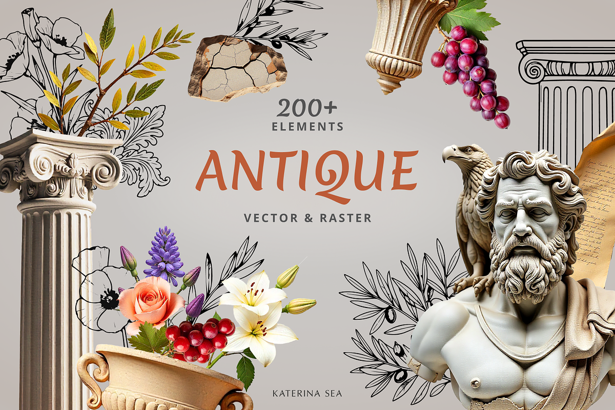 Antique mixed media collage, an Object Graphic by Katerina.Sea.Digital (Photo 1 of 5)
