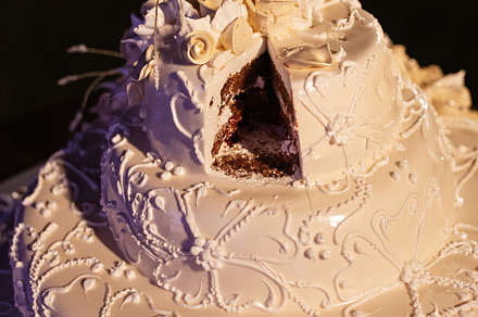 white wedding cake at the wedding of the newlyweds, a Food & Drink Photo by Weddings, People, Travel