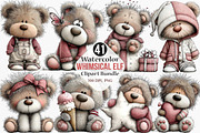Watercolor Teddy Bear Clipart Bundle, an Illustration by Canvas Craft (Thumbnail 1 of 8)