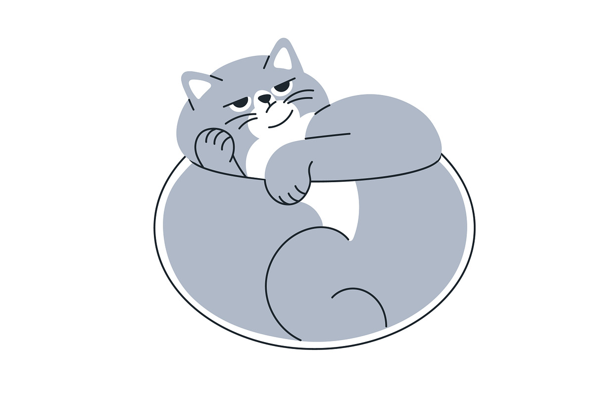 Cute, funny, comic cats. Cartoon set, an Animal Illustration by Good Studio (Photo 13 of 20)
