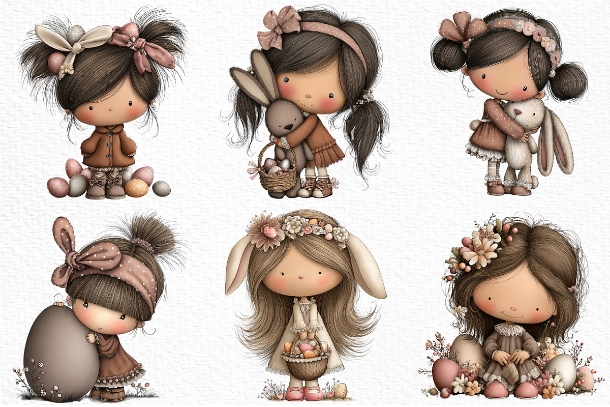 Whimsical Easter Girl Clipart Png, an Illustration by Craft Nest (Photo 5 of 11)