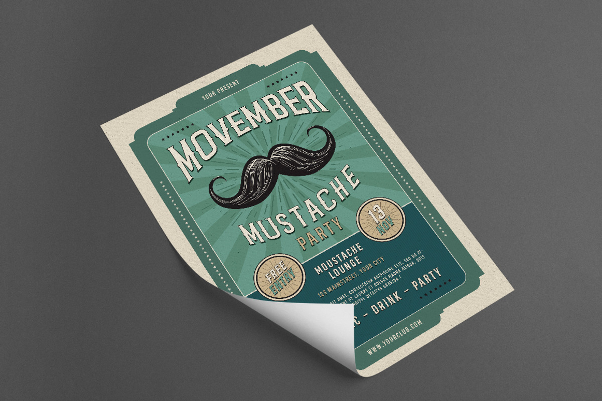 Movember Mustache Party Flyer, a Flyer Template by monogrph (Photo 2 of 4)