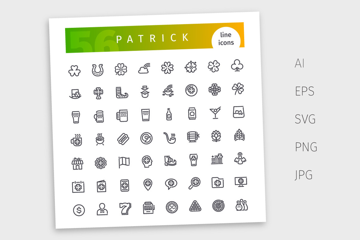 St. Patrick's Line Icons Set, an Outline Icon by Voysla's Shop (Photo 4 of 4)