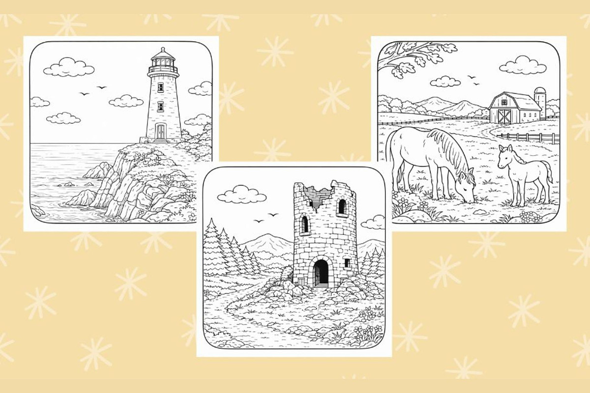 40 Landscape Coloring Printables, an Object Graphic by Image for Sale (Photo 3 of 3)