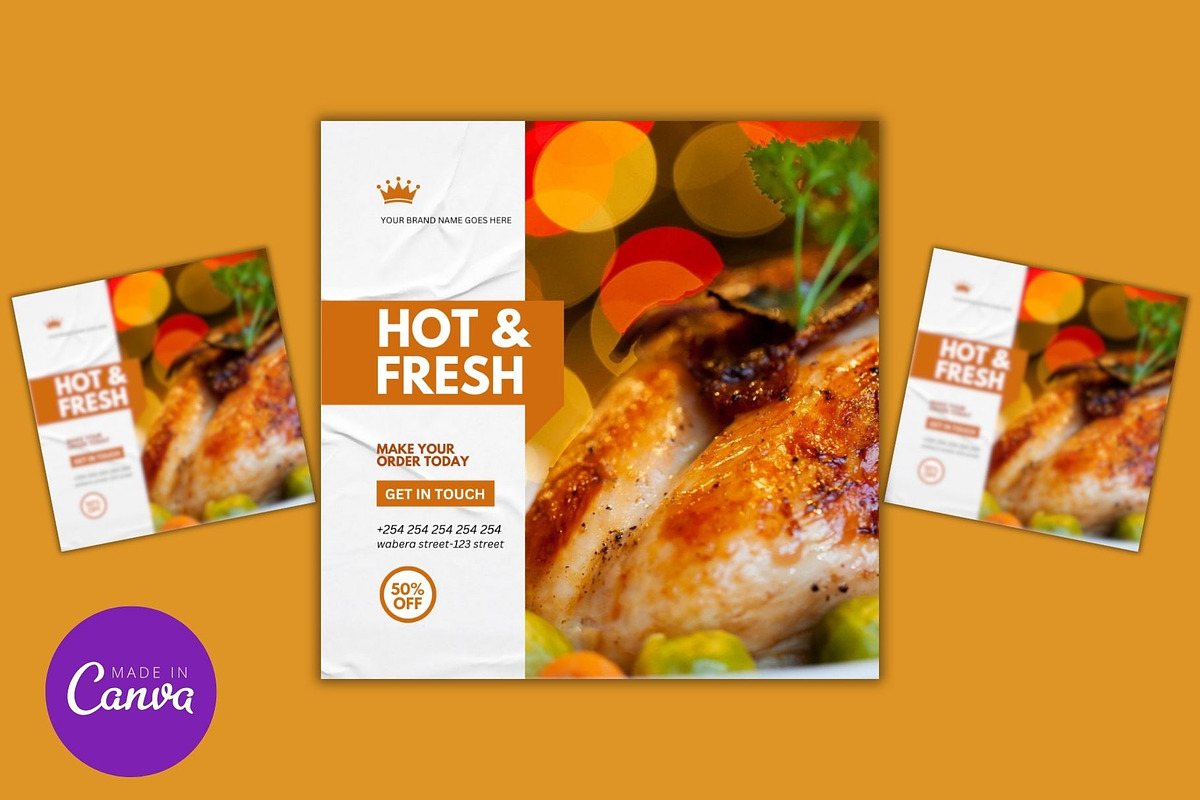 Hot & Fresh Chicken Fry Promo Design, a Social Media Template by Mishek Munene (Photo 3 of 4)