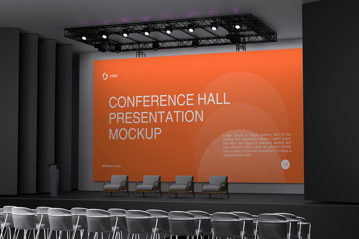 Conference Hall Presentation Mockup, a Wearable Device Mockup by xavier_studio (Photo 2 of 5)