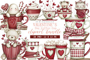 Valentine's Day Coffee Cup Clipart, an Illustration by DreamArtGraphic (Thumbnail 1 of 5)