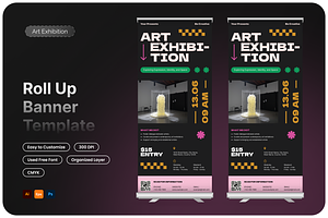 Art Exhibition Roll Up Banner, a Print Template by Annora Studio