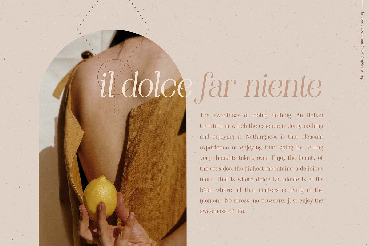 Modern serif font family La Dolce, a Serif Font by Angele Kamp (Photo 5 of 9)