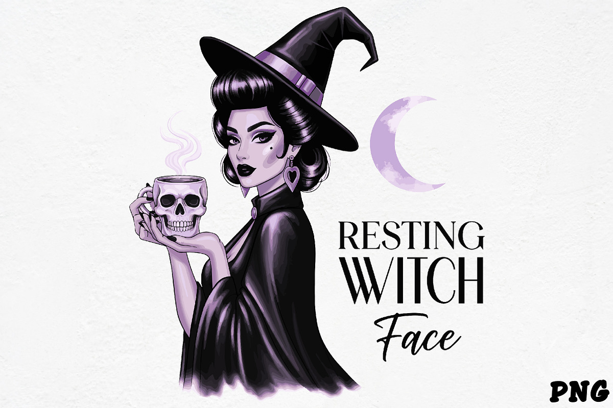Resting Witch Face SVG PNG, an Illustration by CrexoraLab (Photo 2 of 4)
