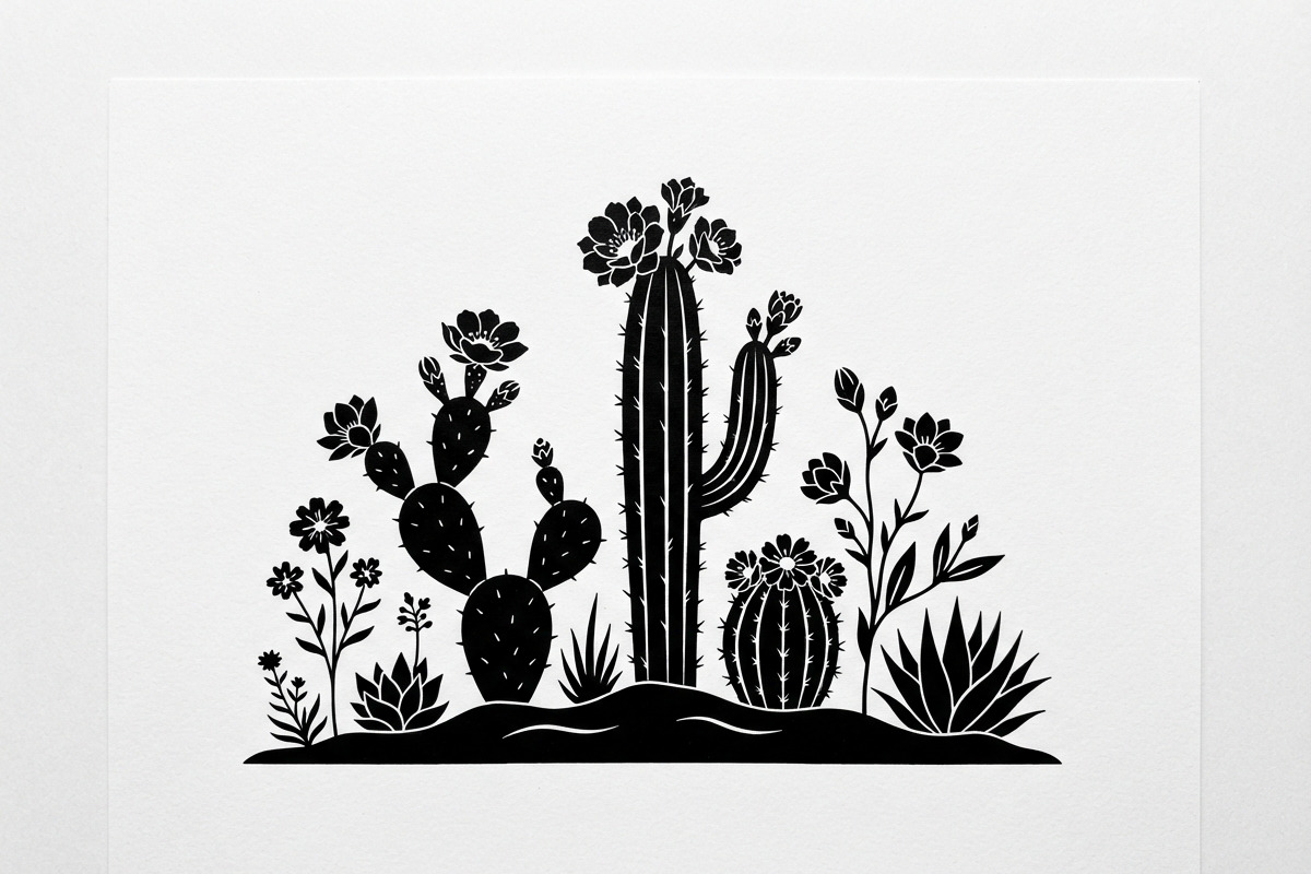 60 Desert Cactus Floral Silhouette, a Seasonal Illustration by Amazin_art (Photo 2 of 35)