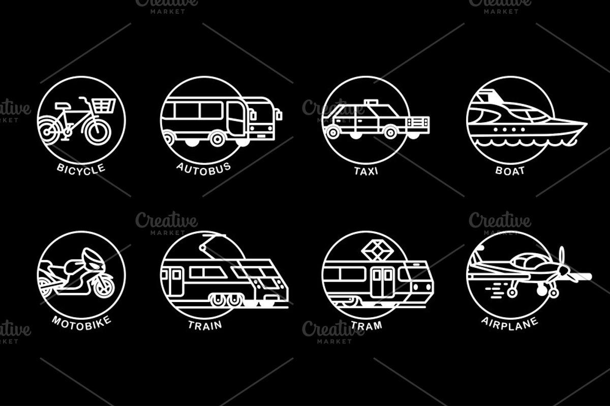 Passenger transport. Icons set, a Transportation Illustration by WINS Doodle shop (Photo 4 of 10)